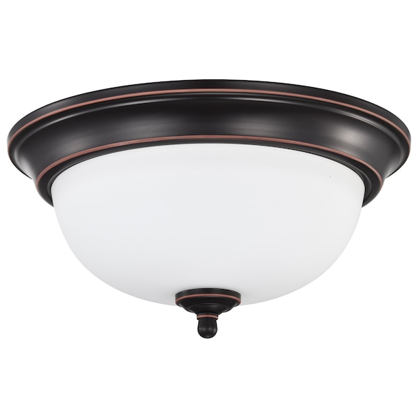 Nuvo Center Lock 13 Inch LED Flush Mount, 19 Watt, 3000K, Mahogany Bronze Finish, Frosted Glass 62/1558 - main